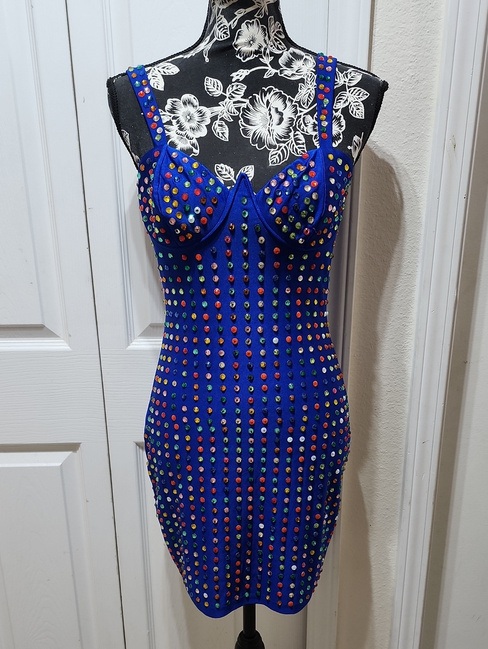 Royal Blue Studded Bodycon Dress